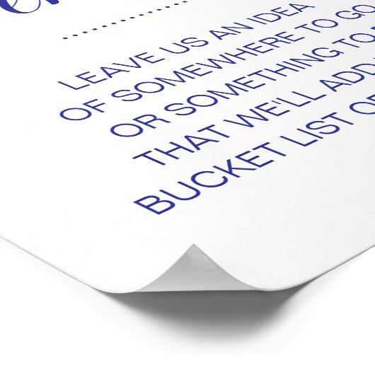 愛はアドベンチャーネイビーブルーバケットリスト結婚の ポスター (角)