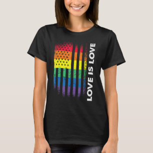 愛はアメリカ国旗レインボーゲイLgbtプライド Tシャツ
