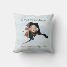 愛はアラスカに住む州の形をしたカスタム写真 クッション