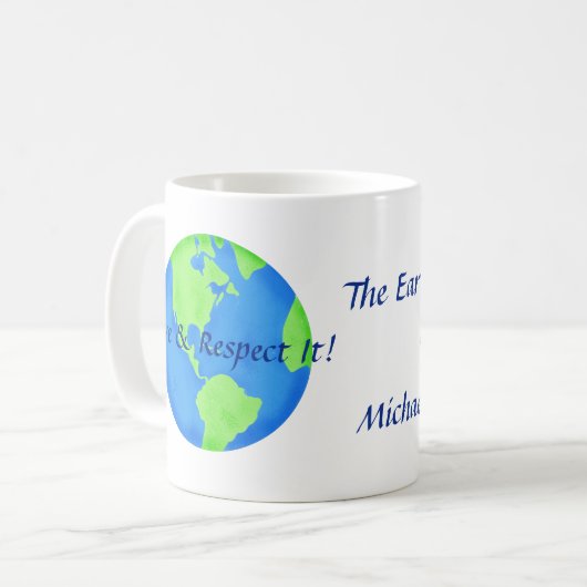 愛はアースアートの名前を尊重パーソナライズされた コーヒーマグカップ (正面左)