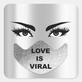 愛はウイルスのコロナウイルス時間シルバー顔マスク スクエアシール