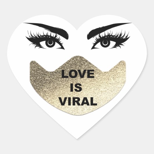 愛はウイルスの女の子コロナウイルスハート金ゴールドホワイト ハートシール (正面)