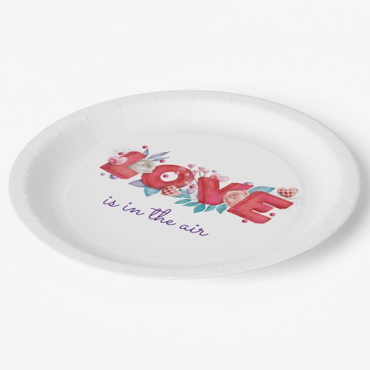 愛はエアウォーターの色のタイポグラフィ ペーパープレート (アングル)