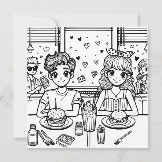 愛はエアダイナーに入っている | 大人のカラーリングページ (正面)