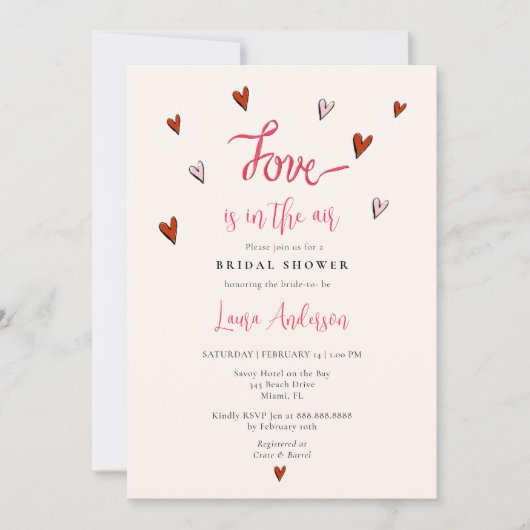 愛はエアバレンタインのブライダルシャワー 招待状 (正面)