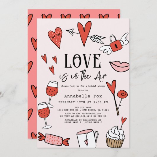 愛はエアバレンタインブライダルシャワー 招待状 (正面/裏面)