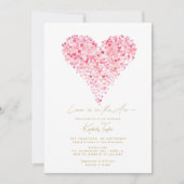愛はエアピンクハートブライダルシャワー 招待状 (正面)