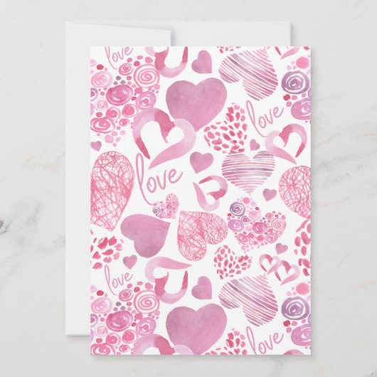 愛はエアピンクラブハートブライダルシャワー 招待状 (裏面)