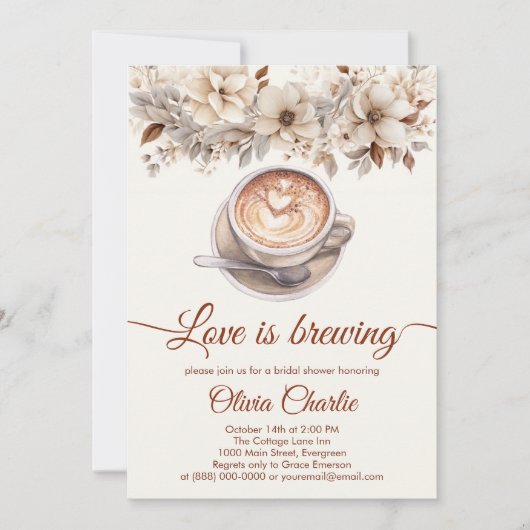 愛はエレガント醸造ブライダルシャワーコーヒー 招待状 (正面)