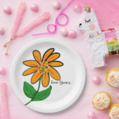 愛はオレンジ色の黄色に成長フローラ ペーパープレート (パーティー)