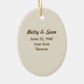 愛はカップルの記念品を引込めます セラミックオーナメント (裏面)