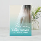 愛はグラデーションな空気ブライダルシャワー|のティール(緑がかった色)にあります 招待状 (スタンド正面)