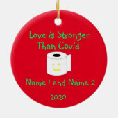 愛はコビデのオーナメントより強パーソナライズされたい セラミックオーナメント (裏面)