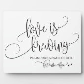 愛はコーヒーの醸造のバーのサイン結婚である フォトプラーク (正面)