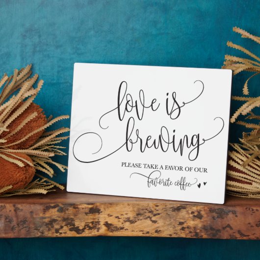 愛はコーヒーの醸造のバーのサイン結婚である フォトプラーク (側面)