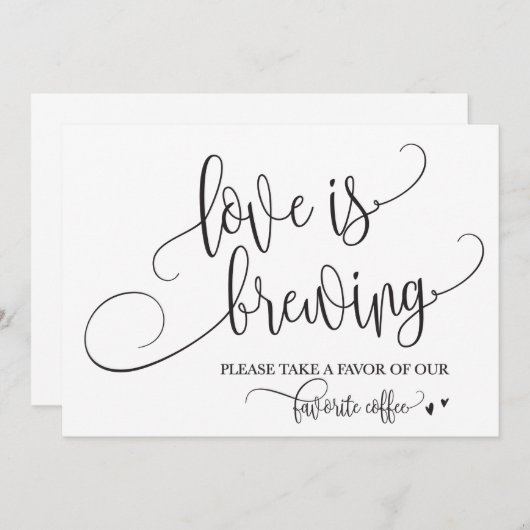 愛はコーヒーの醸造のバーのサイン結婚である 招待状 (正面/裏面)