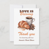 愛はコーヒーの醸造フランスのブライダルシャワー サンキューカード (正面)
