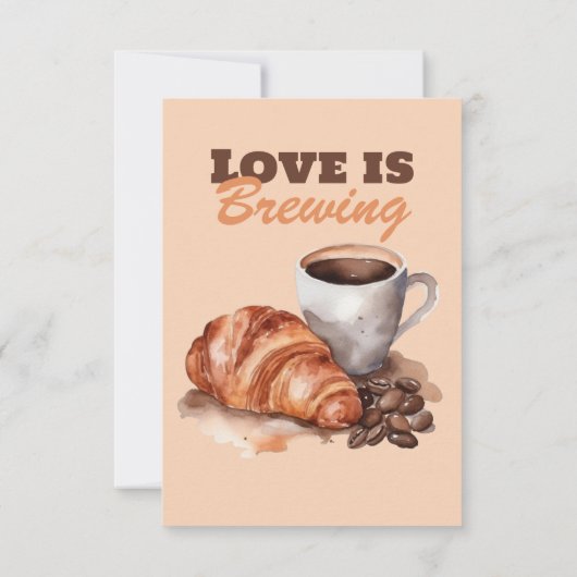 愛はコーヒーの醸造フランスのブライダルシャワー サンキューカード (裏面)