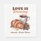 愛はコーヒーの醸造フランスのブライダルシャワー スタンダードランチョンナプキン (正面)