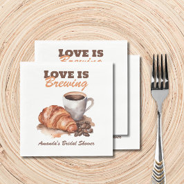 愛はコーヒーの醸造フランスのブライダルシャワー スタンダードランチョンナプキン