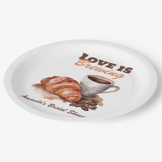 愛はコーヒーの醸造フランスのブライダルシャワー ペーパープレート (アングル)
