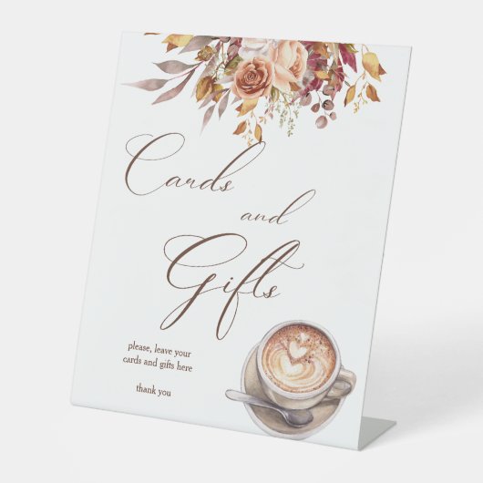 愛はコーヒーの醸造ブライダルシャワーギフトテーブル 台座サイン (正面)