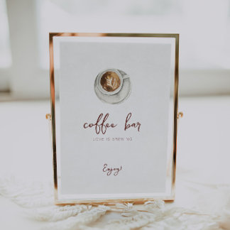 愛はコーヒーを醸造しているバーサイン ポスター