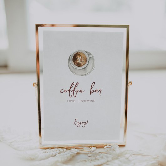 愛はコーヒーを醸造しているバーサイン ポスター