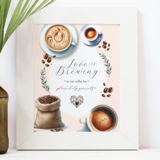 愛はコーヒーを醸造しているバー卓上看板 ポスター