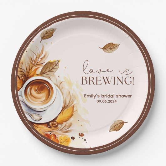 愛はコーヒーを醸造しているブライダルシャワーブランチ ペーパープレート (正面)