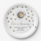 愛はコーヒーを醸造しているブライダルシャワー ペーパープレート (正面)