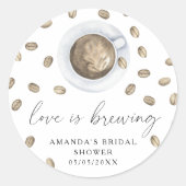 愛はコーヒーを醸造しているブライダルシャワー ラウンドシール (正面)