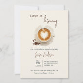 愛はコーヒーを醸造しているブライダルシャワー 招待状 (正面)