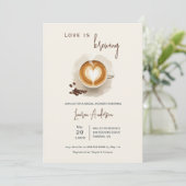 愛はコーヒーを醸造しているブライダルシャワー 招待状 (スタンド正面)