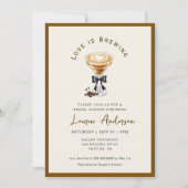 愛はコーヒーを醸造しているブライダルシャワー 招待状 (正面)