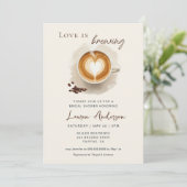 愛はコーヒーを醸造しているブライダルシャワー 招待状 (スタンド正面)