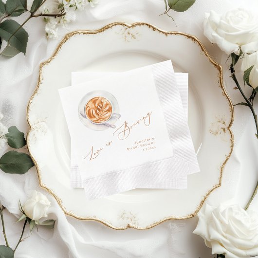 愛はコーヒーを醸造しているブライダルシャワー 縁ありカクテルナプキン