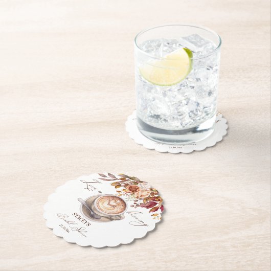 愛はコーヒーを醸造している秋ブライダルシャワーの好意 ペーパーコースター (インサイチュ)