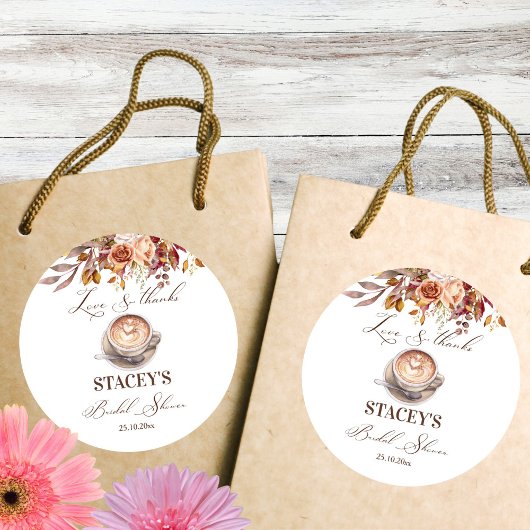 愛はコーヒーを醸造している秋ブライダルシャワーの好意 ラウンドシール