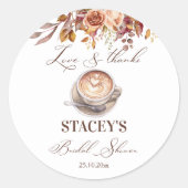 愛はコーヒーを醸造している秋ブライダルシャワーの好意 ラウンドシール (正面)