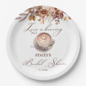 愛はコーヒーを醸造している秋ブライダルシャワー ペーパープレート (正面)