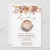 愛はコーヒーを醸造している秋ブライダルシャワー 招待状 (正面)
