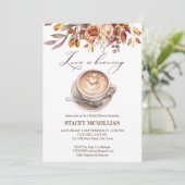 愛はコーヒーを醸造している秋ブライダルシャワー 招待状 (スタンド正面)