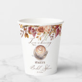 愛はコーヒーを醸造している秋ブライダルシャワー 紙コップ (正面)