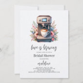愛はコーヒーマシンの醸造ブライダルシャワー 招待状 (正面)