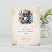 愛はコーヒーマシンの醸造ブライダルシャワー 招待状 (スタンド正面)