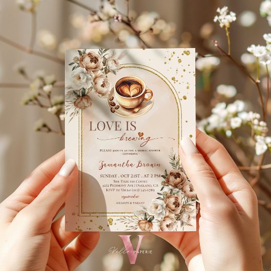 愛はコーヒー愛好家を醸造しているブライダルシャワー招待状 招待状