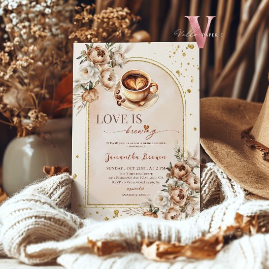 愛はコーヒー愛好家を醸造しているブライダルシャワー招待状 招待状