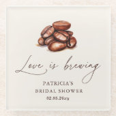愛はコーヒー豆の醸造ブライダルシャワー ガラスコースター (正面)
