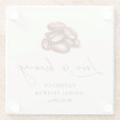 愛はコーヒー豆の醸造ブライダルシャワー ガラスコースター (裏面)